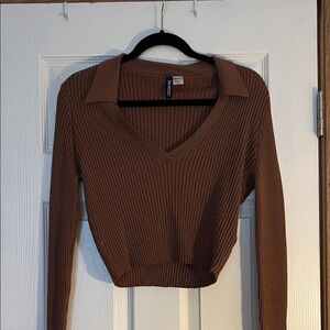 Forever 21 Brown Ribbed Crop Top